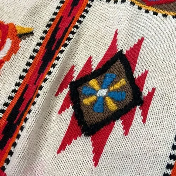 Emminent Womens Folk Art Embroidered vintage Crewneck Sweater Southwesterb Large - Picture 15 of 16